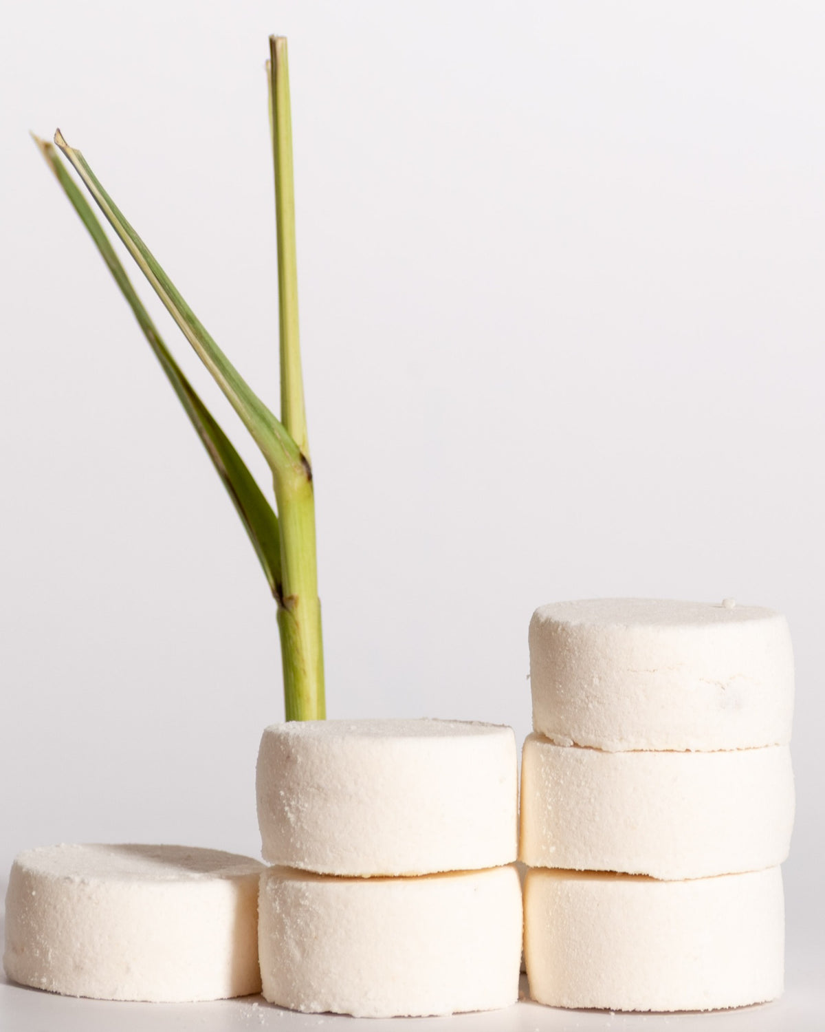 Color & Flame Handmade Wake-Up, Sunshine lemongrass and eucalyptus shower steamers with fresh lemongrass.